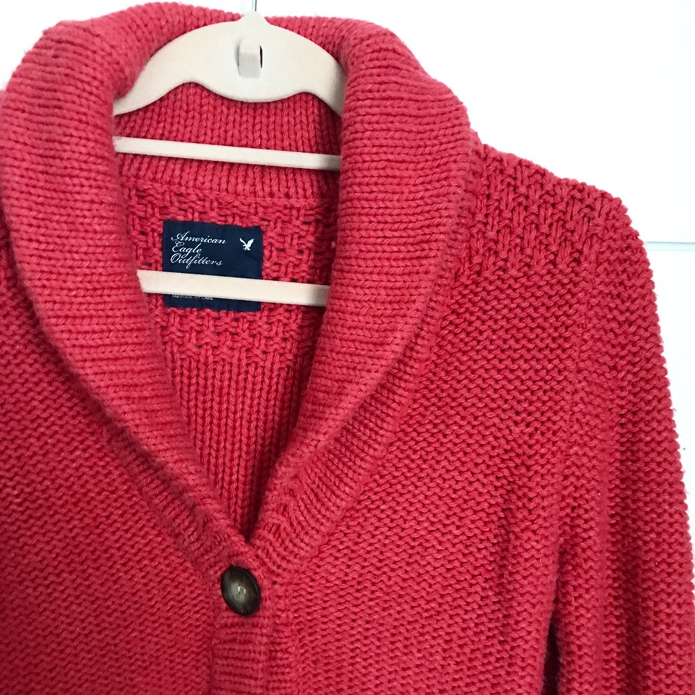 American Eagle Red Cardigan - Picture 2 of 7